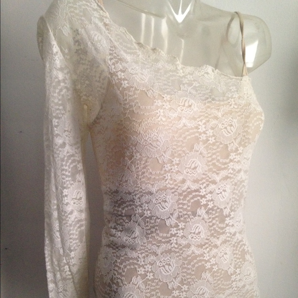 One sleeve lace top