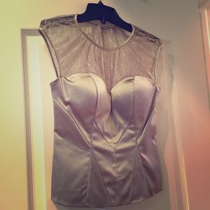 BEBE Champagne Lace & Satin Bustier