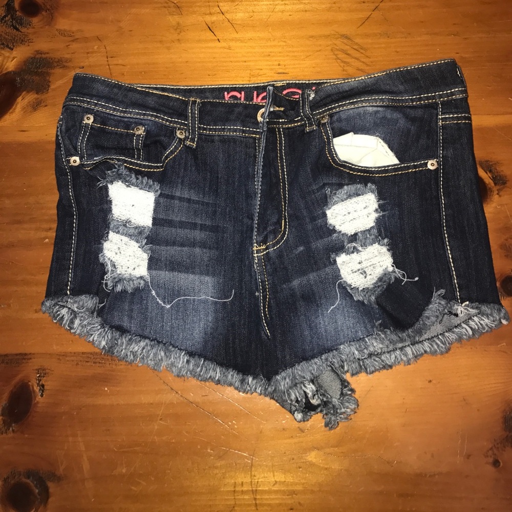 High Waisted Ripped Jean Shorts