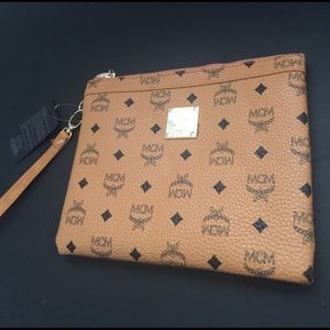 MCM Canvas Pouch. Wristlet/ clutch