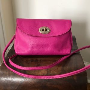 Pink pebbled leather clutch/cross body bag