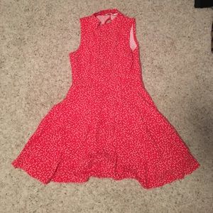 Red dress with mini hearts, sleeveless