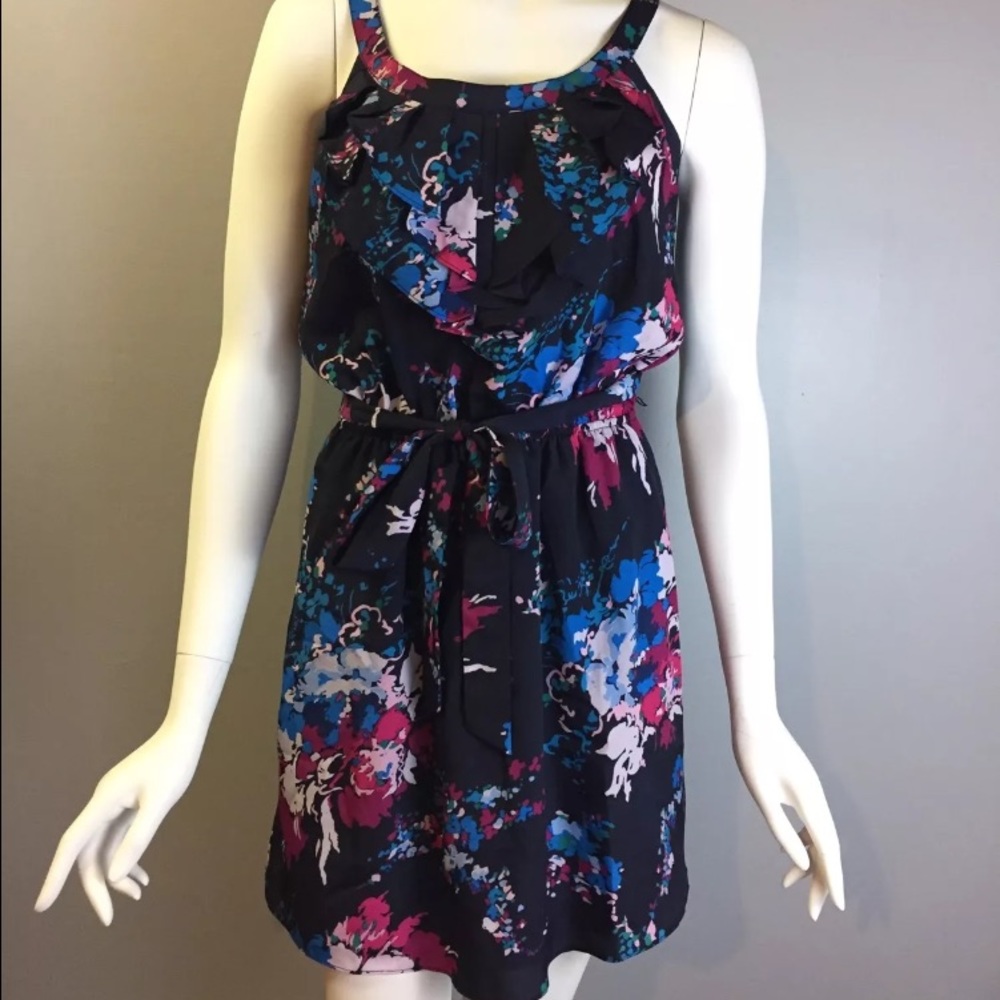Express S blouson blue floral dress