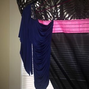 Blue, one sleeve dress