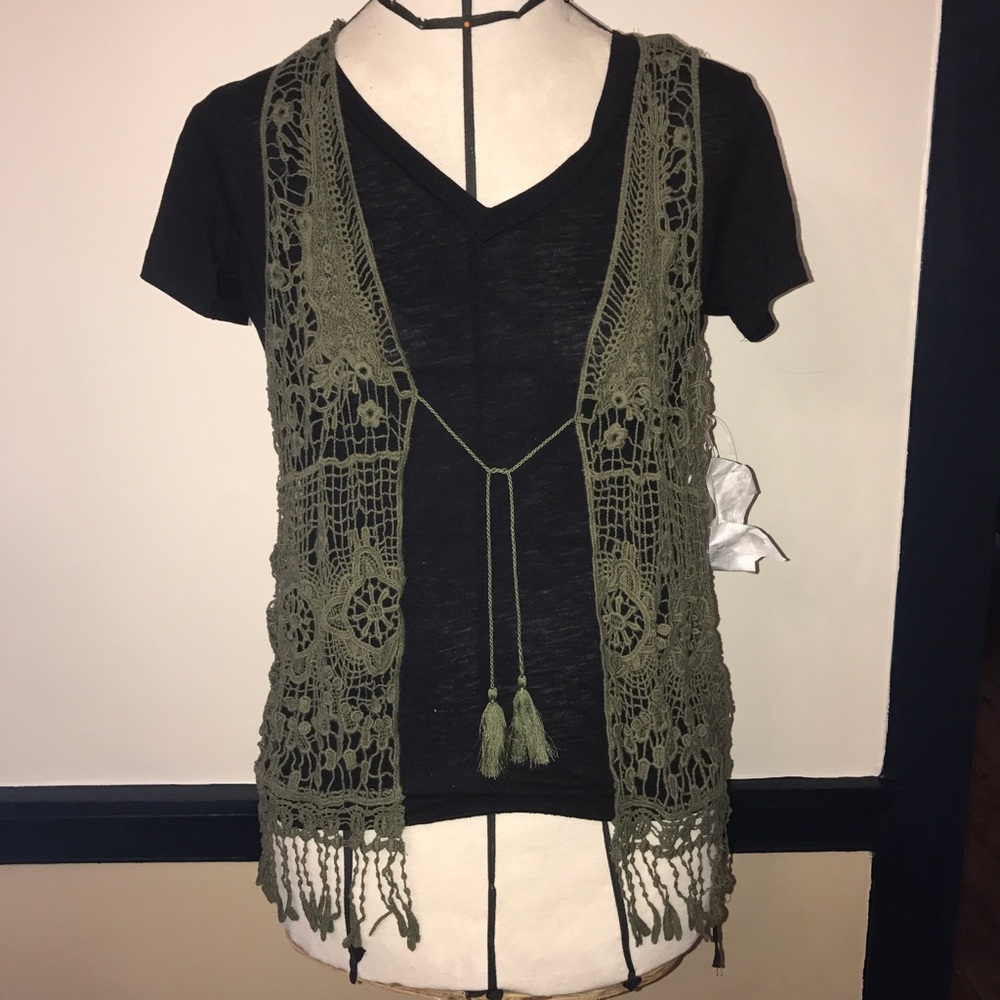 Green Fringed Vest