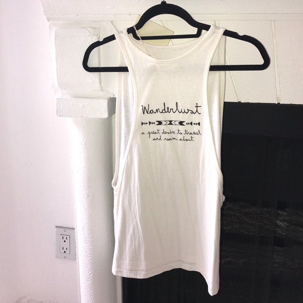 WANDERLUST OPEN ARM MISCLE TANK. IVORY. XS