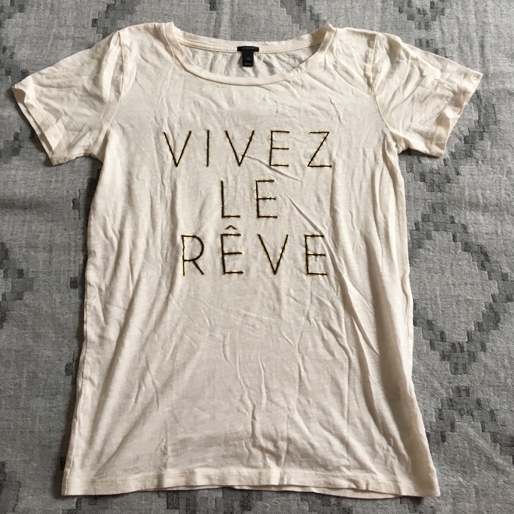 J.Crew cream Vivez le Reve graphic T (XS)