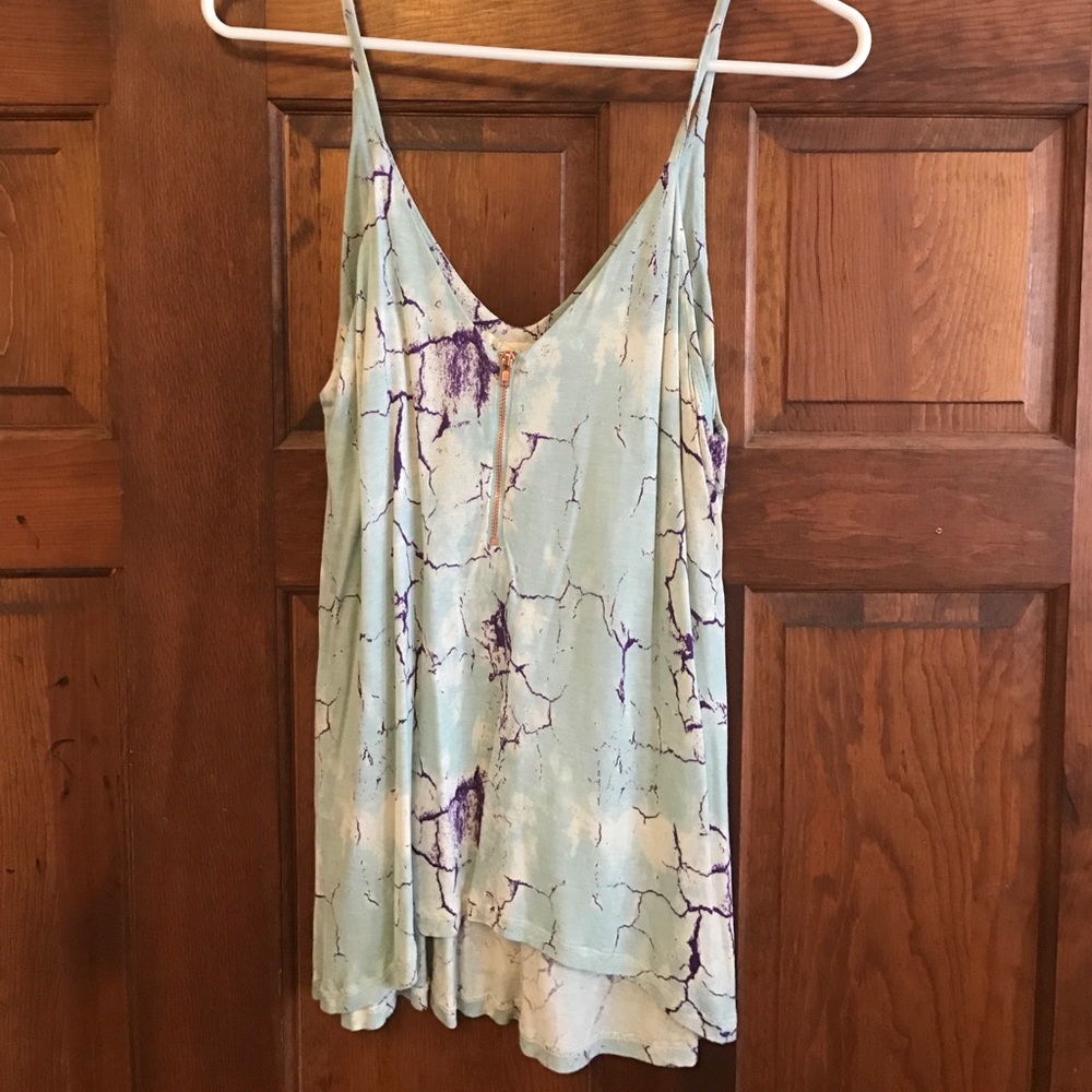 Silence + Noise Marbled Zipper Top