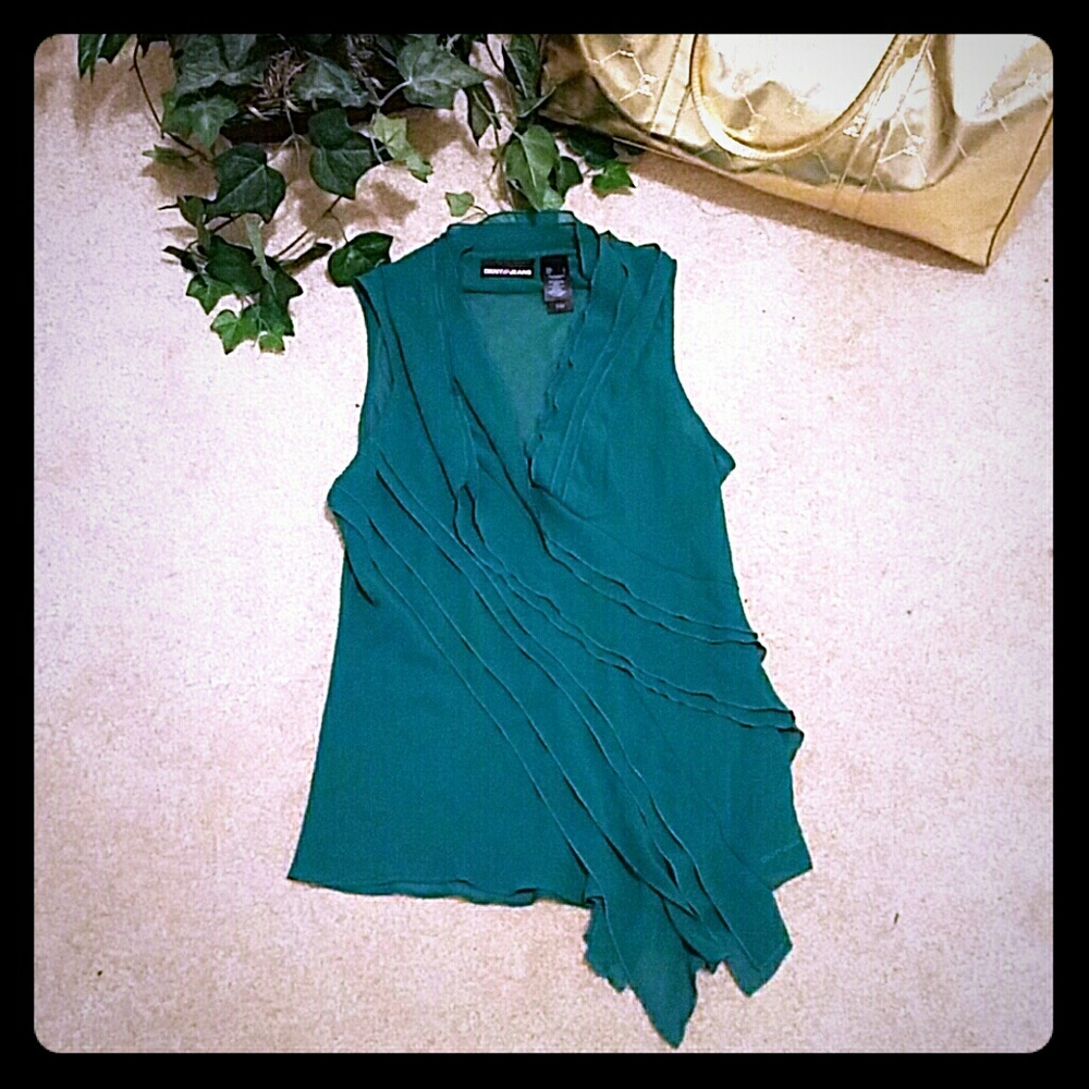 DKNY Ruffled V-Neck