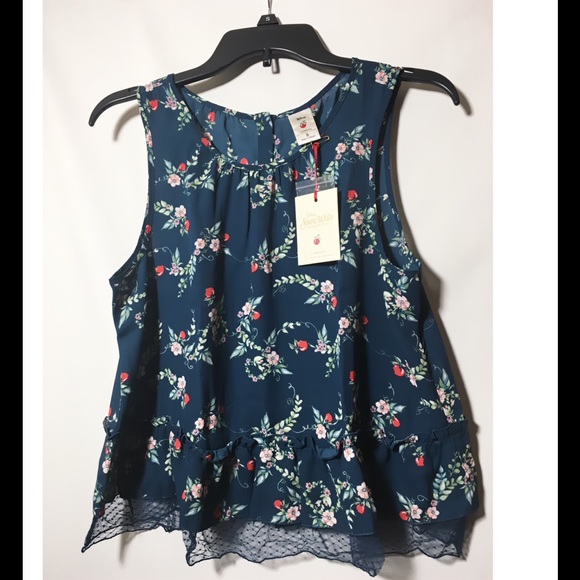 SALE LC Lauren Conrad "Snow White" Blue Crop Top - Picture 2 of 8