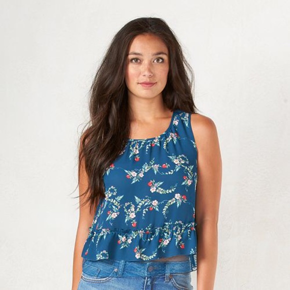 SALE LC Lauren Conrad "Snow White" Blue Crop Top - Picture 8 of 8