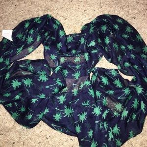 Black Scarf with green palm trees