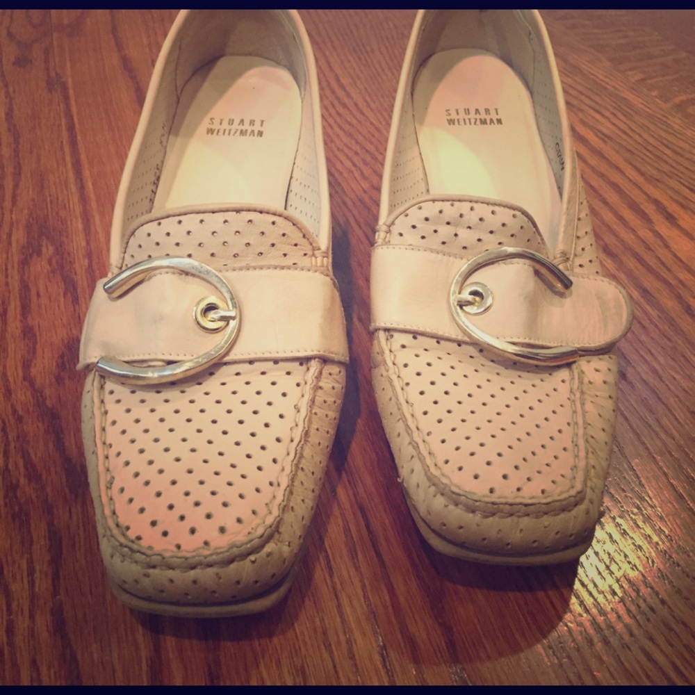 Stuart Weitzman suede perforated loafers