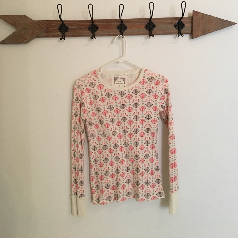 Ivory, pink, and burgundy Henley