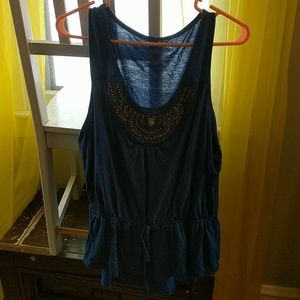Jeweled peplum tank