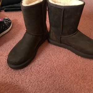 Leather brown classic uggs