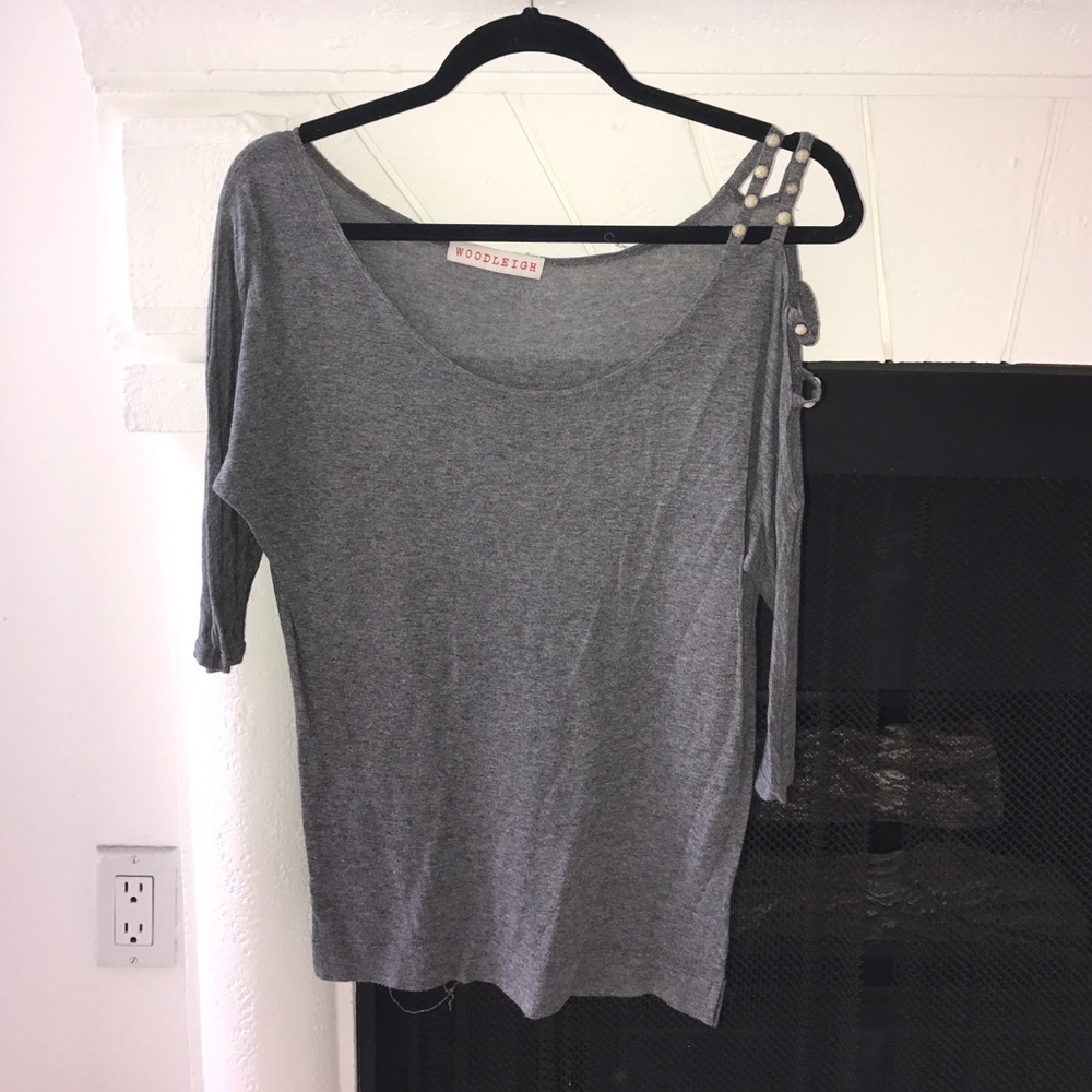 WOODLEIGH CHARCOAL GREY SHIRT. 3/4 SLEEVE. XS