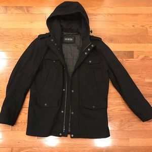 GUESS Military-style Hooded Peacoat