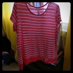 Lace trim sweater Tee