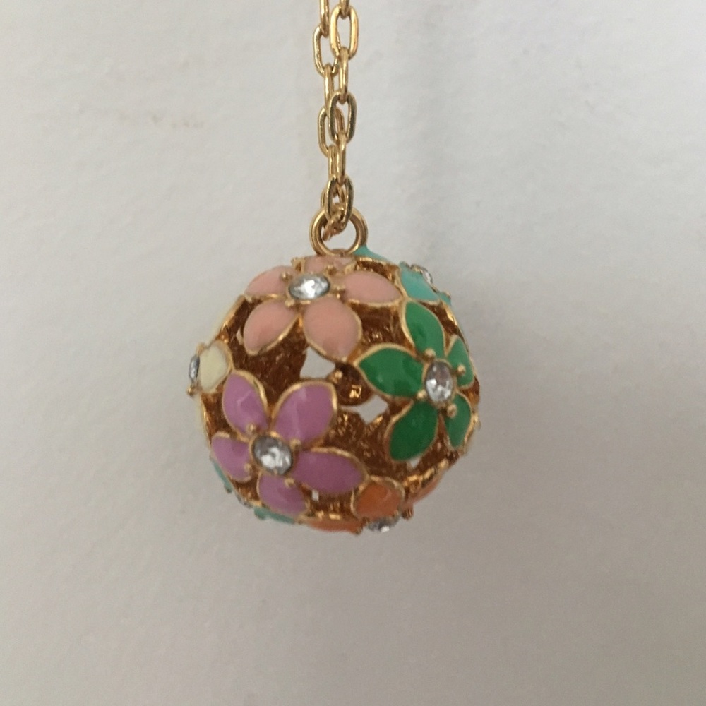 J. Crew Enamel Flower Ball Necklace Pendant