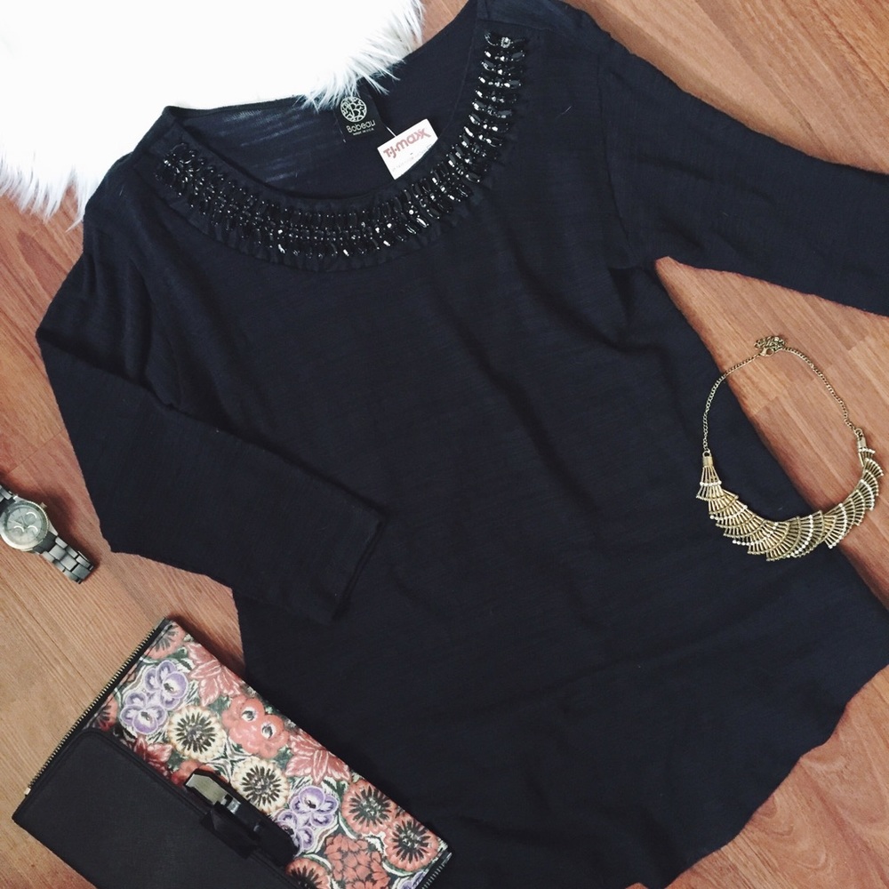 Bobeau Black Gemstones Top