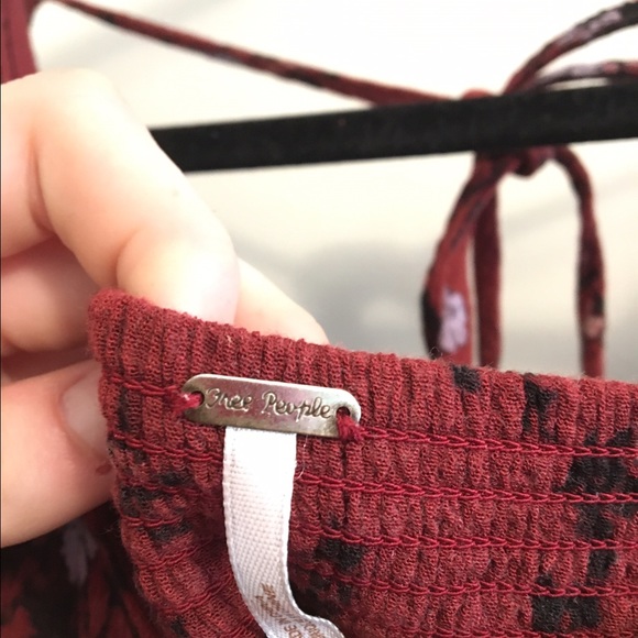 Free People Burgundy Mini Dress with Bell Sleeves - Picture 3 of 3