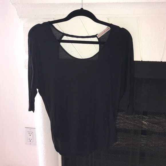 WOODLEIGH OPEN BACK. 3/4 SLEEVE BLACK TOP. SIZE XS - Picture 1 of 6