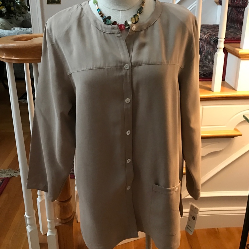 Anne Carson Silk Tunic Blouse - Size L