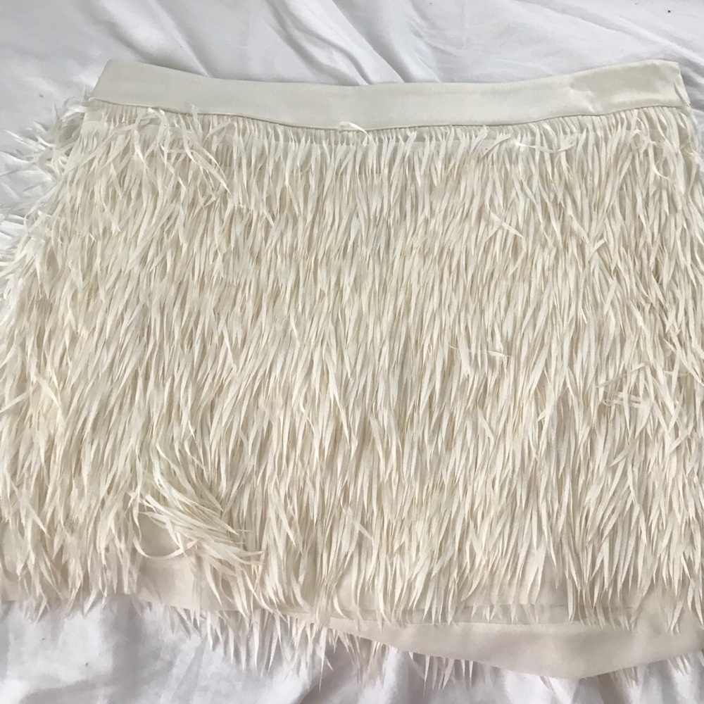 Fringe white straight skirt