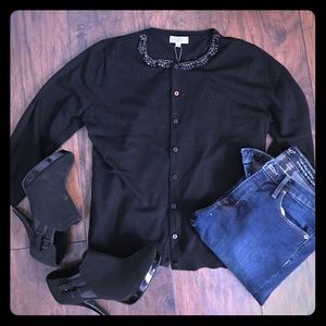 Beaded button up sweater