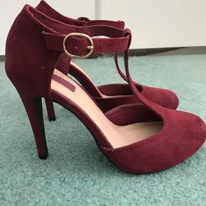 HOST PICK! Burgandy Suede Heels