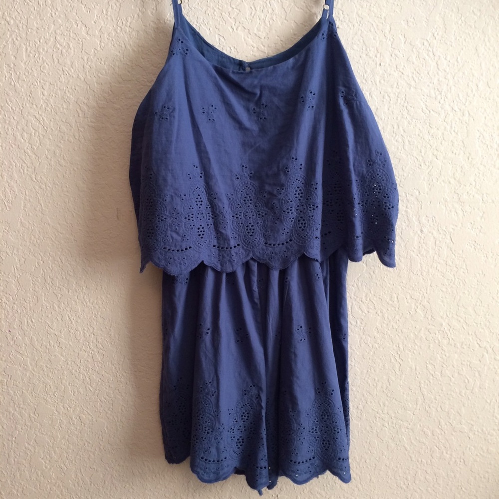 Navy Blue Lace Romper