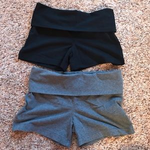 Grey & black fold over yoga shorts