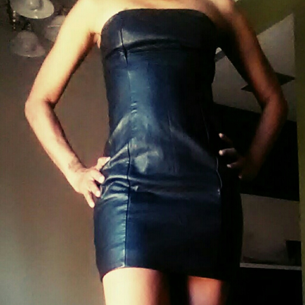 Black leather dress