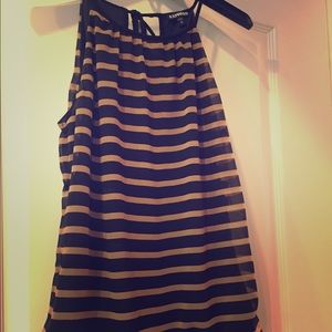 Express Black & Gold Striped Top