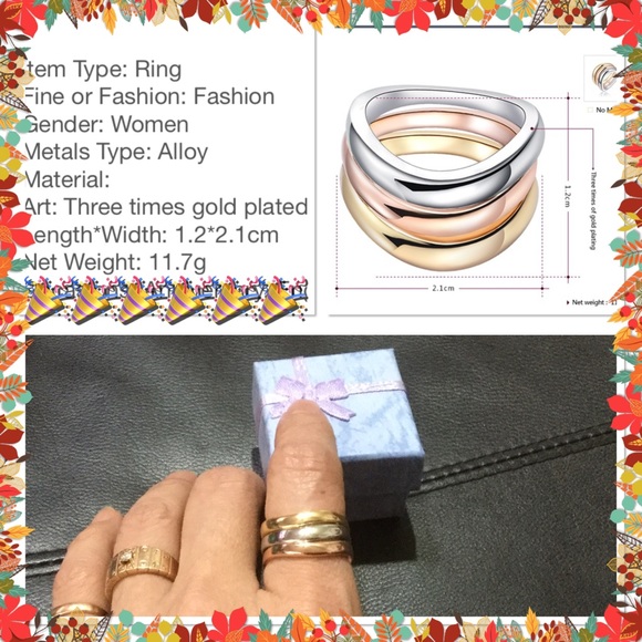 Last set π 18K multi color gold plated ring set - Picture 2 of 2