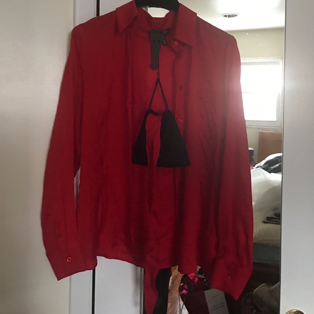 Red escada blouse