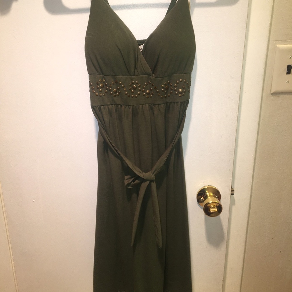 Green wrap dress thin straps