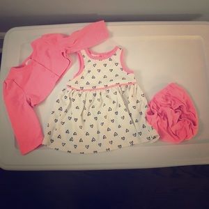 Pink and white and black dress