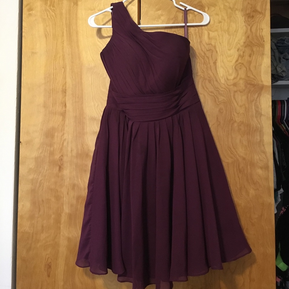 Purple formal one shoulder dress