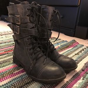 Grey Combat Boots