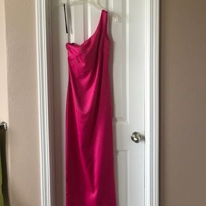 Fuchsia/hot pink one shoulder formal
