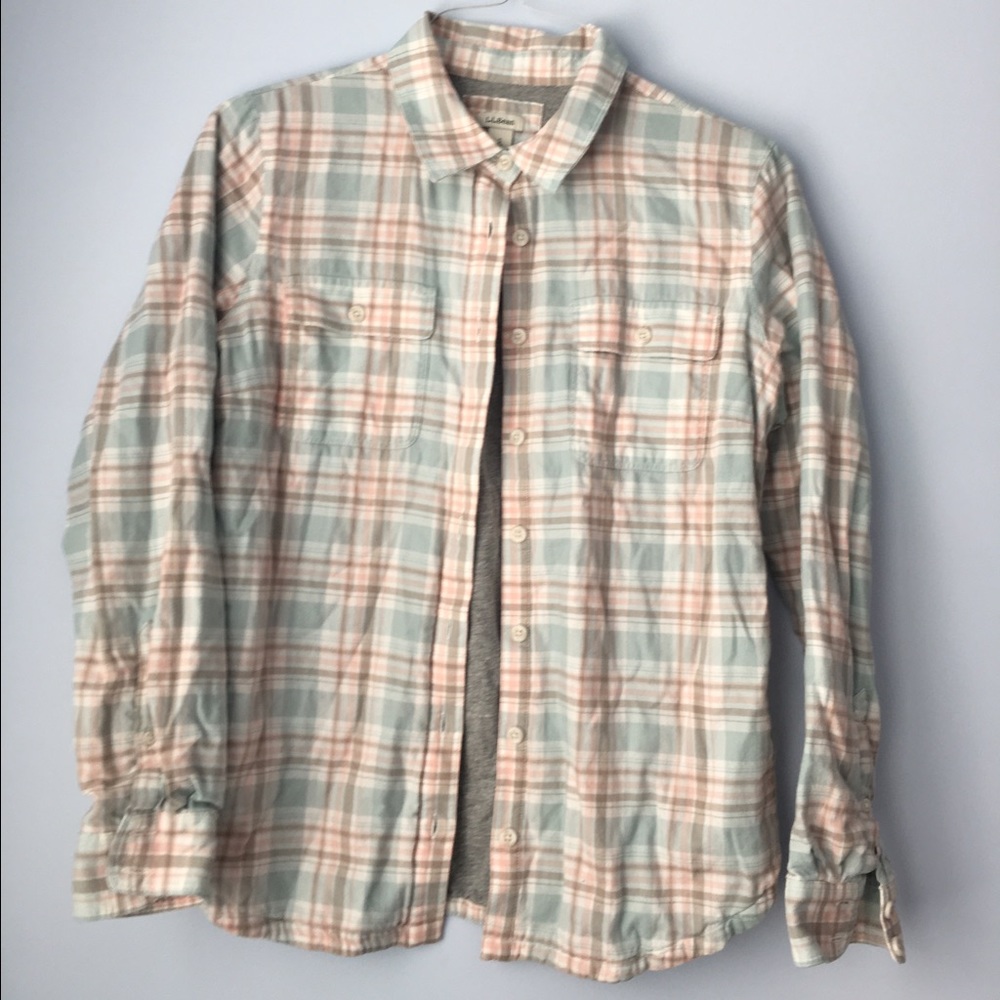 LL Bean women's pastel jersey lined flannel