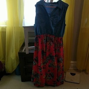 Floral and chambray dress