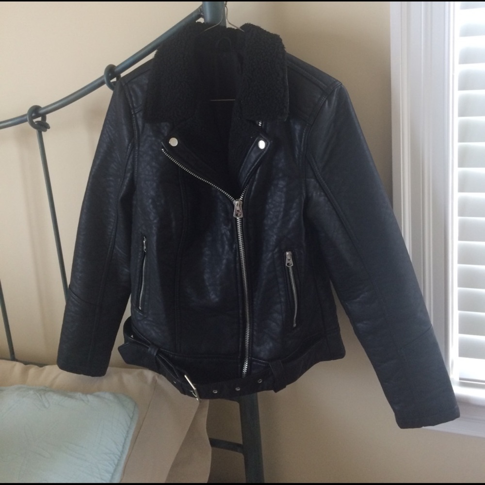 Vegan Leather sherpa jacket