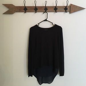 Navy Blue knit top with sheer underneath layers