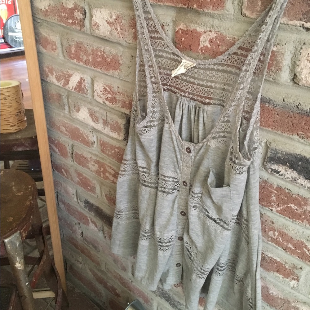Lace Tiered Button Up Tank