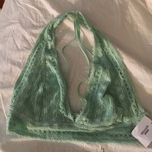 Strappy Back halter bralette. Mint green. NWT