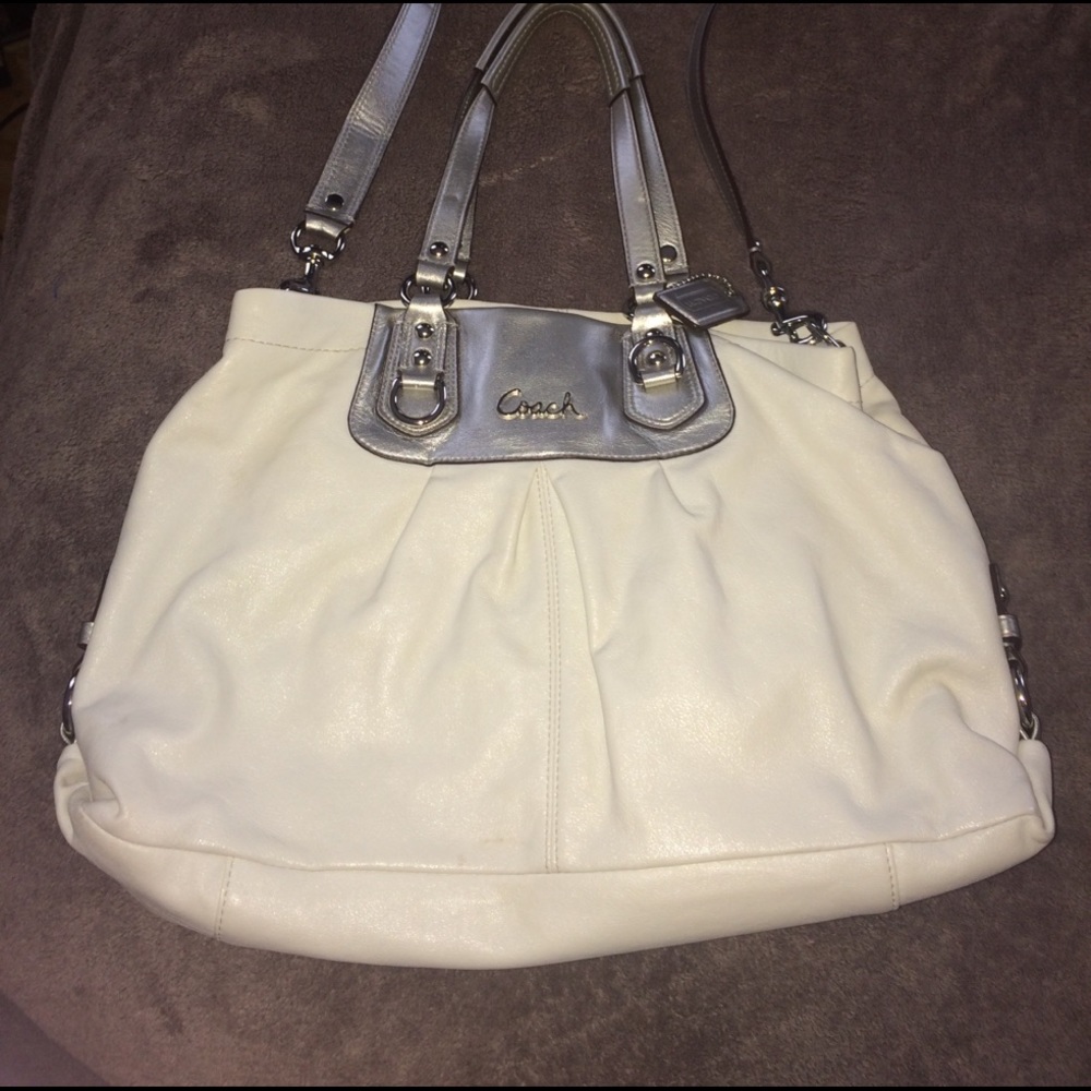 ✨Authentic White & Silver Coach Bag✨