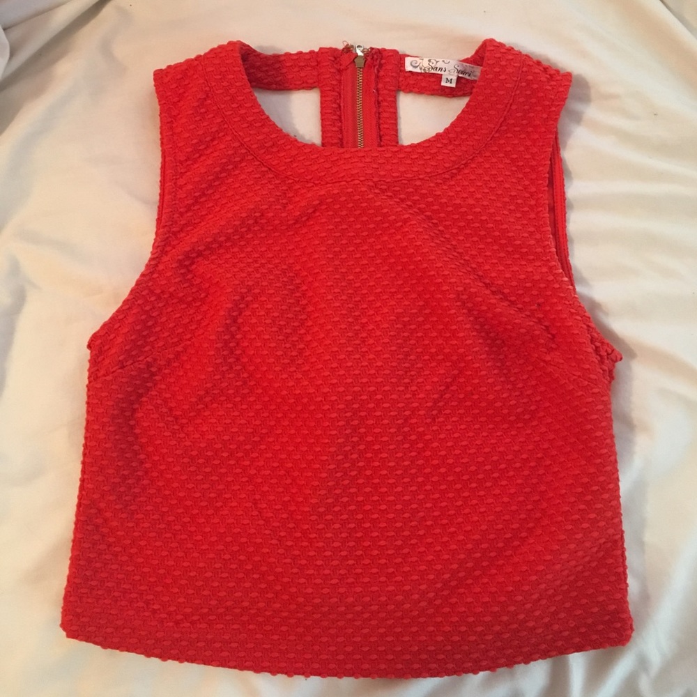 Zipped back cutout crop top